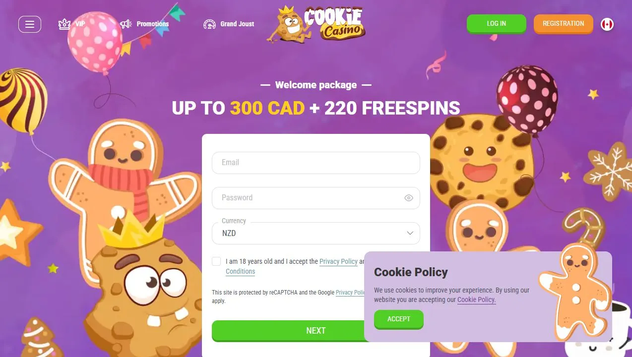 Cookie Casino welcome offer